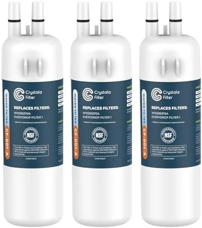 crystala filters refrigerator water filter compatible with w10295370a edr1rxd1 filter 1 w10295370 p4rfwb p8rfwb2l 46 9930 46 9081 refrigerator water filter pack of 3