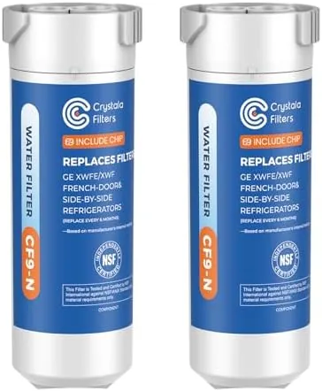 crystala filters water filter compatible with xwfe built in chip replacement for ge xwfe xwf refrigerator water filter pack of 2