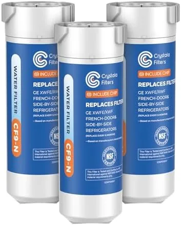 crystala filters water filter compatible with xwfe built in chip replacement for ge xwfe xwf refrigerator water filter pack of 3